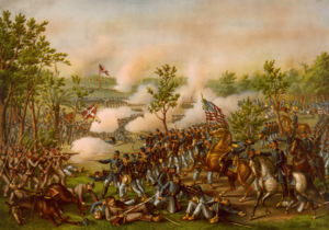 Painting entitled: Battle of Atlanta, by Kurz and Allison (1888).