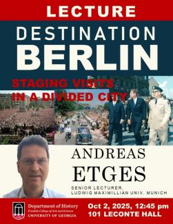 flyer for talk by Andreas Etges: Destination Berlin