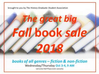 Graduate student Book Sale October 3-4 2018, 9am to 4pm. Books of all genres at grat prices.