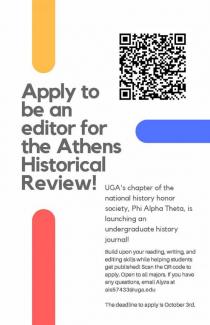 flyer inviting students to apply as an editor to the undergraduate history journal