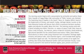 flier for Botanical Gardens event on heirloom apples March 23