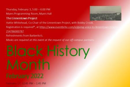 Black History Month poster of events with details from our web calendar