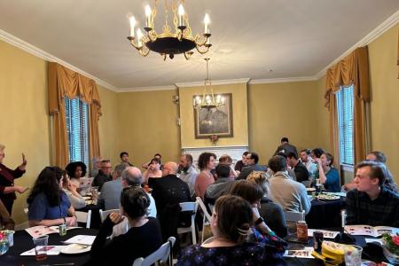 photo of graduate student reception at Founders Garden