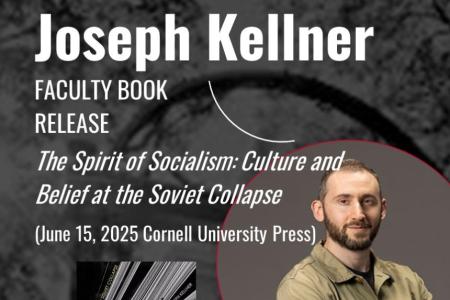 Joseph Kellner and the cover of his 2025 book The Spirit of Socialism
