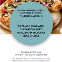 flyer for pizza and chat meetup: graduate students in history