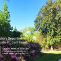 a History graduate Student Event - background image of LeConte Hall outside