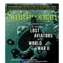 Smithsonian Magazine March cover with undersea picture spotlighting history article, Recovering the Lost Aviators of World War II