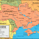 Modern map of Ukraine and border countries