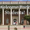 Welcome sign with LeConte Hall image